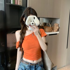 Women's Short Sleeve One Shoulder Slim Fit T-Shirt Summer 2026