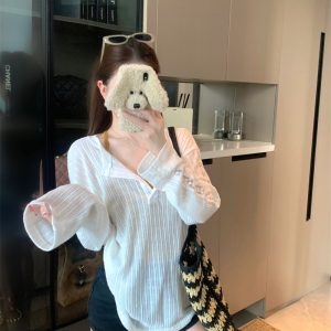 Women's 2026 Summer Sun Protection Long Sleeve T-Shirt Korean Style Loose Fit Cotton Top