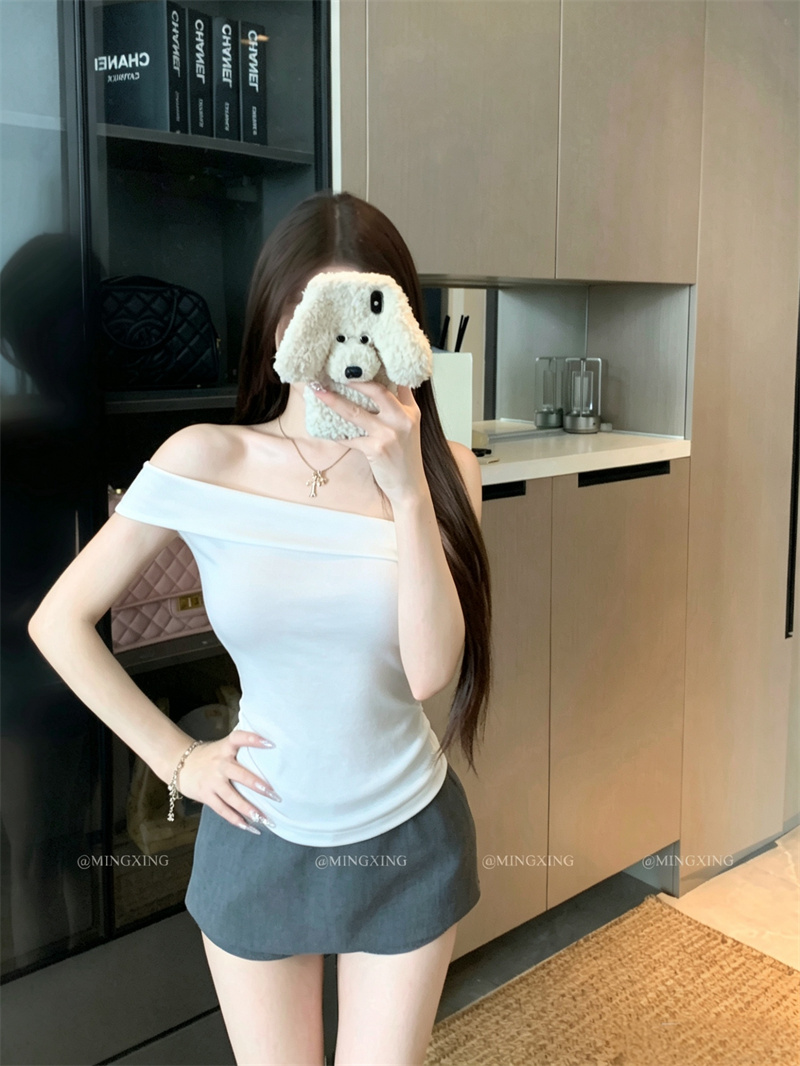 One-Shoulder Short-Sleeve T-Shirt Summer Niche Design Top - Image 3