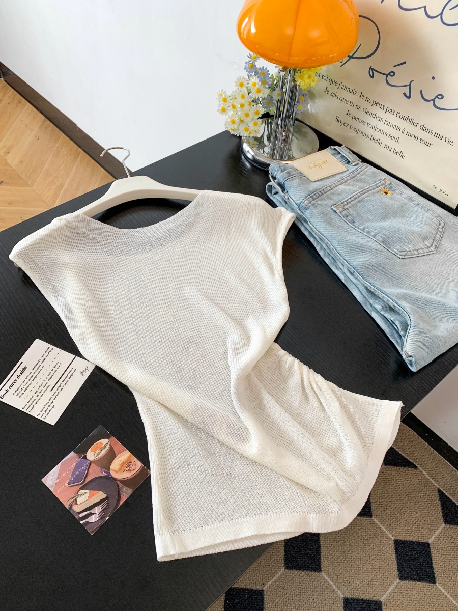 Summer Sweet Cool Girl Style Knotted Sleeve Off-Shoulder Cartoon Print Slimming Knit Top - Image 4
