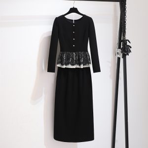 Elegant Lace Two-Piece Set Women 2026 New Top and Long Skirt 89187