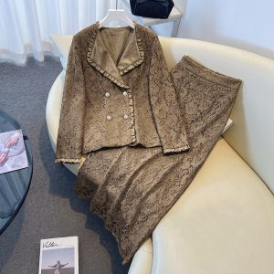 Elegant Lace Two-Piece Set with Cardigan Top for Women