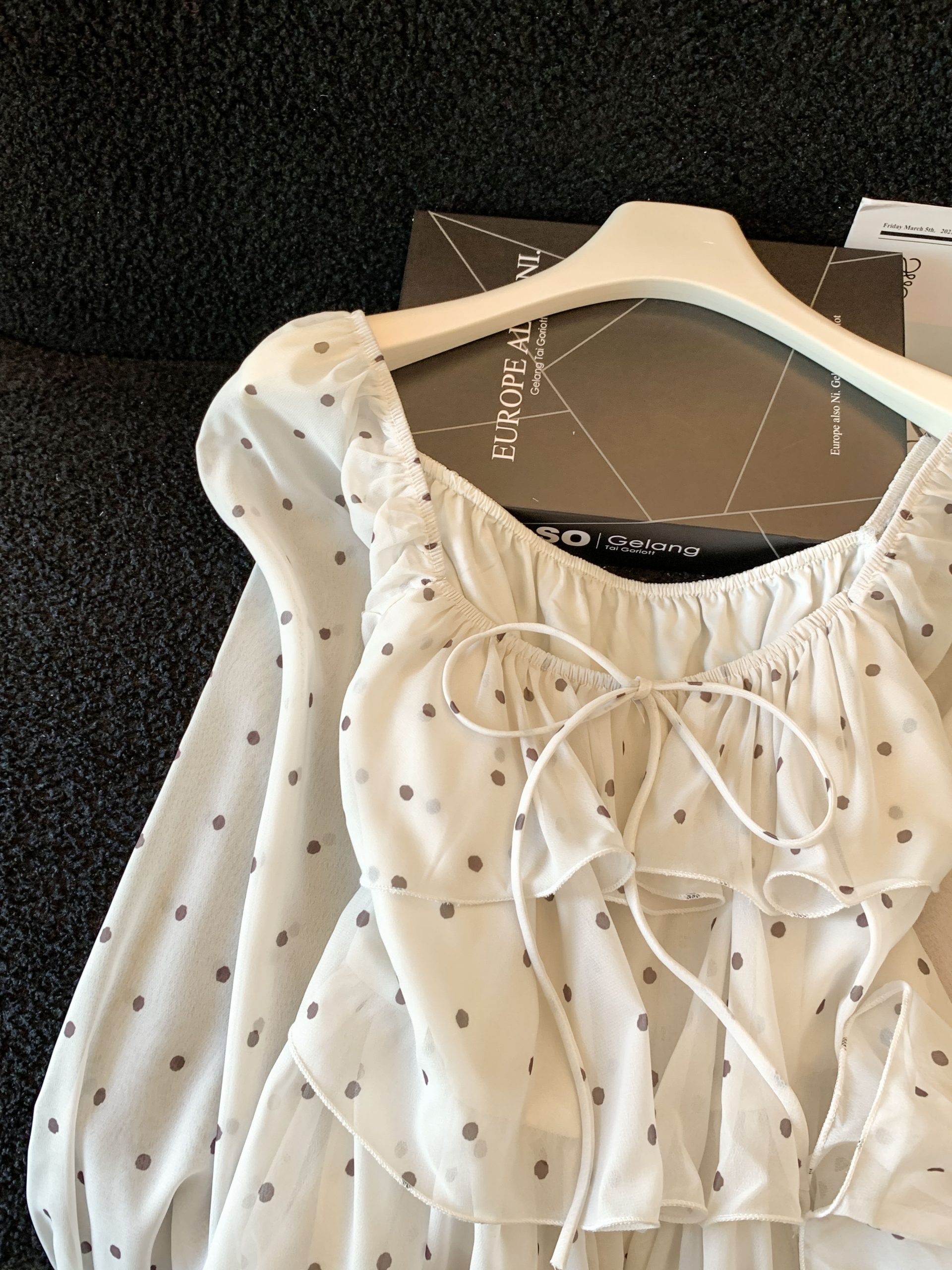 French Sweet Ruffle Polka Dot Lace-Up Long Sleeve Blouse for Women Autumn 2026 Loose Youthful Top - Image 4